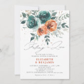 恋に落ちるお洒落の結婚ブライダルシャワー 招待状 (正面)