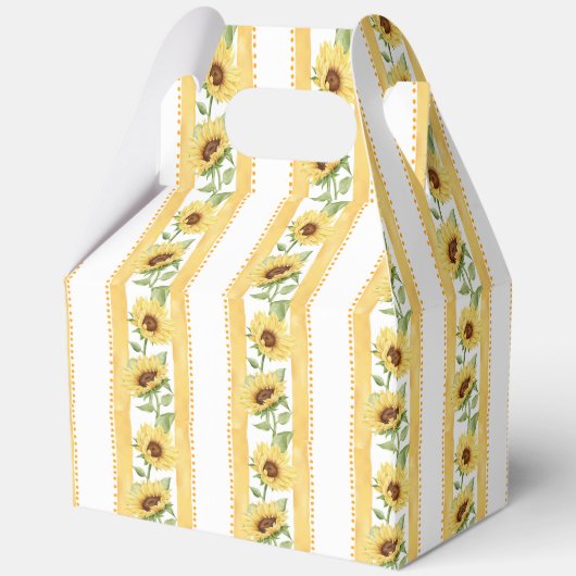 恋に落ちるひまわり黄色のストライプ ブライダルシャワー フェイバーボックス (裏面)