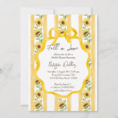 恋に落ちるひまわり黄色のストライプ ブライダルシャワー 招待状 (正面)