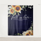 恋に落ちるひまわり ブライダルシャワーの背景 タペストリー (正面)