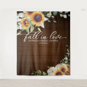 恋に落ちるひまわり ブライダルシャワーの背景 タペストリー (正面)