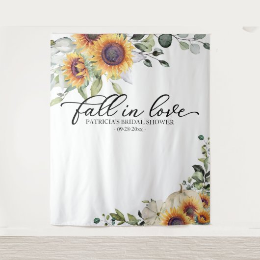 恋に落ちるひまわり ブライダルシャワーの背景 タペストリー (正面)