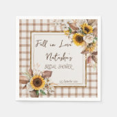 恋に落ちるひまわり 国 農村の花嫁のシャワー スタンダードカクテルナプキン (正面)