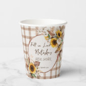 恋に落ちるひまわり 国 農村の花嫁のシャワー 紙コップ (裏面)