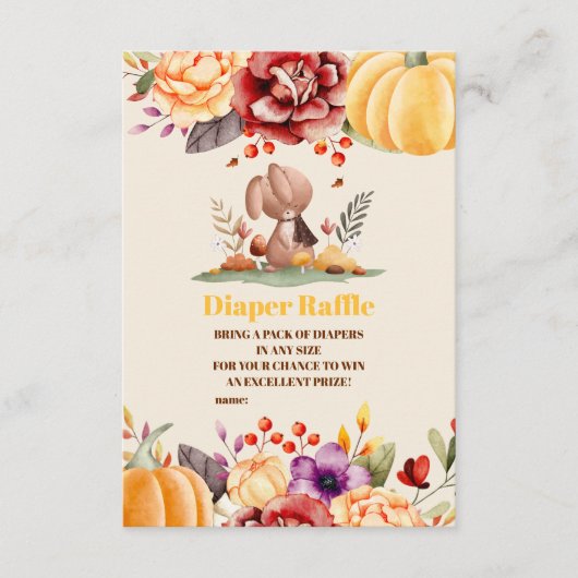 恋に落ちるウッドランドベビーおむつラッフル エンクロージャーカード (正面)