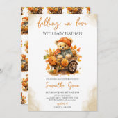 恋に落ちるクマの赤ちゃんシャワー 招待状 (正面/裏面)