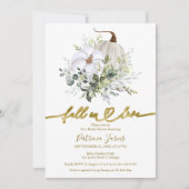 恋に落ちるグリーン かぼちゃ 秋のブライダルシャワー 招待状 (正面)