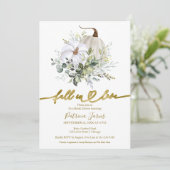 恋に落ちるグリーン かぼちゃ 秋のブライダルシャワー 招待状 (スタンド正面)