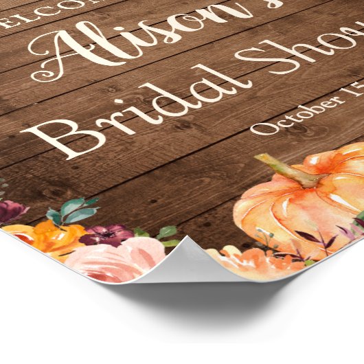 恋に落ちるストリングライト ブライダルシャワーサイン ポスター (角)