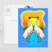 恋に落ちるツル ポストカード (正面/裏面)