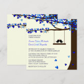 恋に落ちるハートの鳥たち オークの木 招待状 (正面/裏面)