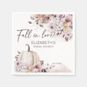 恋に落ちるパステルカラーの葉っぱとカボチャのウェディングシャワー スタンダードカクテルナプキン (正面)