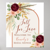 恋に落ちるパンパス フローラル ブライダル シャワー ウェルカム ポスター (正面)