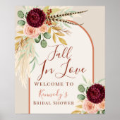 恋に落ちるパンパス フローラル ブライダル シャワー ウェルカム ポスター (正面)