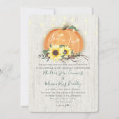 恋に落ちるパンプキンとひまわりとライトのウェディング 招待状 (正面)