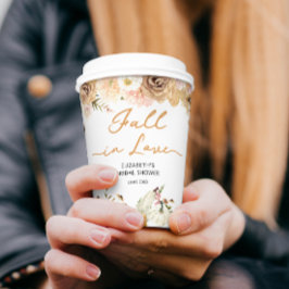 恋に落ちるパンプキンと花のブライダルシャワー 紙コップ