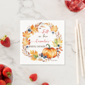 恋に落ちるパンプキンの葉のリース ブライダルシャワー スタンダードカクテルナプキン (インサイチュ)