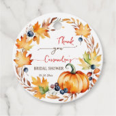 恋に落ちるパンプキンの葉のリース ブライダルシャワー フェイバータグ (正面)