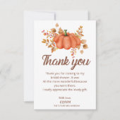 恋に落ちるパンプキンオータム ブライダルシャワー サンキューカード (正面)