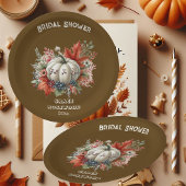 恋に落ちるパンプキンカントリー ブラウン ブライダルシャワー ペーパープレート