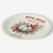 恋に落ちるパンプキンカントリー　ラスティックな雰囲気のウェディングシャワー ペーパープレート (アングル)