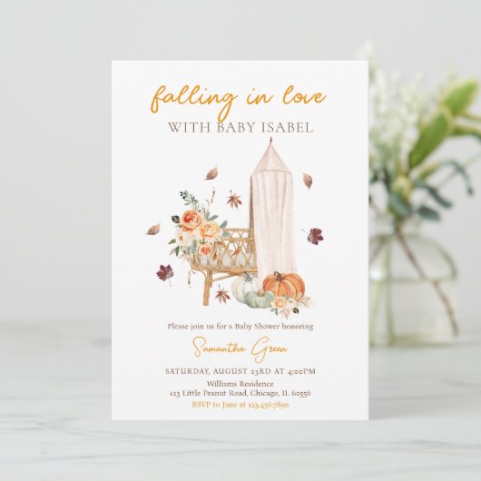 恋に落ちるパンプキンベイビーシャワー 招待状 (スタンド正面)