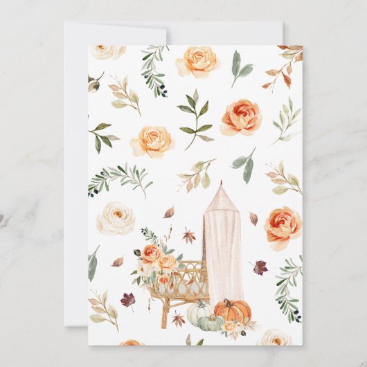 恋に落ちるパンプキンベイビーシャワー 招待状 (裏面)