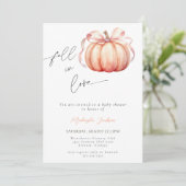 恋に落ちるパンプキン ピンクの蝶結び ベビーシャワー 招待状 (スタンド正面)