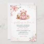 恋に落ちるピンクのカボチャクマ赤ちゃんシャワー 招待状 (正面)