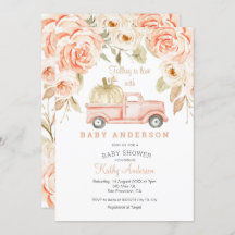 恋に落ちるピーチベイビーシャワー招待状