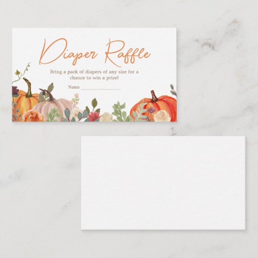 恋に落ちるフローラかぼちゃおむつラッフル エンクロージャーカード (正面/裏面)