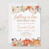 恋に落ちるフローラカボチャ赤ちゃんシャワー 招待状 (正面)