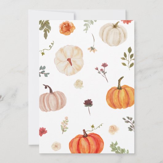 恋に落ちるフローラカボチャ赤ちゃんシャワー 招待状 (裏面)