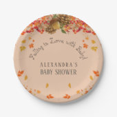 恋に落ちるフローラ秋の赤ちゃんシャワー ペーパープレート (正面)