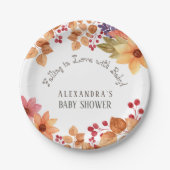 恋に落ちるフローラ秋の赤ちゃんシャワー ペーパープレート (正面)