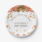 恋に落ちるフローラ秋の赤ちゃんシャワー ペーパープレート (正面)