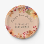 恋に落ちるフローラ秋の赤ちゃんシャワー ペーパープレート (正面)