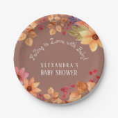 恋に落ちるフローラ秋の赤ちゃんシャワー ペーパープレート (正面)