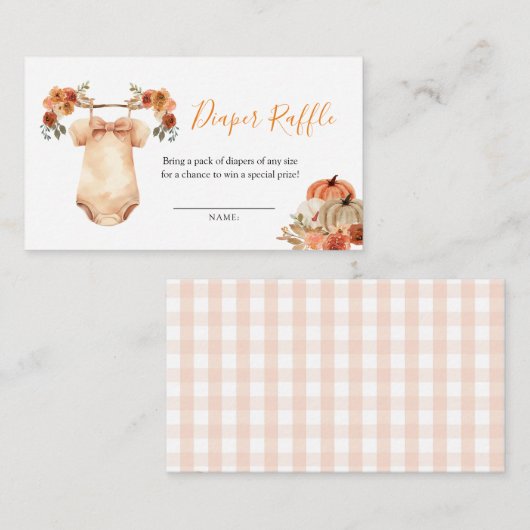 恋に落ちるフローラ赤ちゃんシャワーおむつラッフル エンクロージャーカード (正面/裏面)