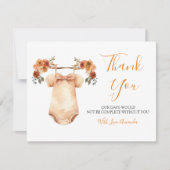 恋に落ちるフローラ赤ちゃん服赤ちゃんシャワー サンキューカード (正面)