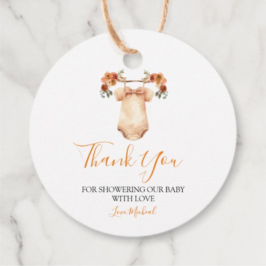 恋に落ちるフローラ赤ちゃん服赤ちゃんシャワー フェイバータグ (裏面)