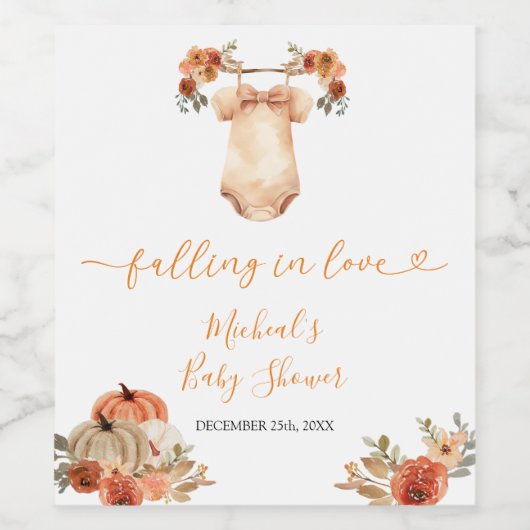 恋に落ちるフローラ赤ちゃん服赤ちゃんシャワー ワインラベル (シングルラベル)