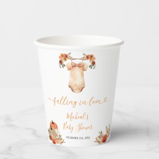 恋に落ちるフローラ赤ちゃん服赤ちゃんシャワー 紙コップ (正面)