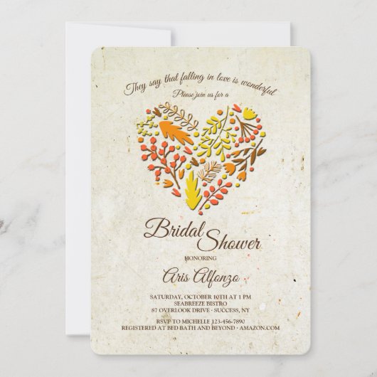 恋に落ちるブライダルシャワーの招待状 招待状 (正面)