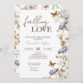恋に落ちるブライダルシャワー、フローラ蝶 招待状 (正面/裏面)