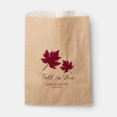 恋に落ちるブルゴーニュの茶色の葉の結婚式 フェイバーバッグ (正面)