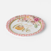 恋に落ちるプレート - ピンクのドット ペーパープレート (アングル)