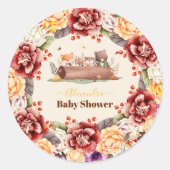 恋に落ちるベビーウッドランド赤ちゃんシャワー ラウンドシール (正面)