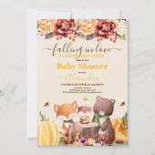 恋に落ちるベビーウッドランド赤ちゃんシャワー 招待状 (正面)