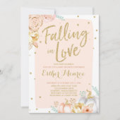 恋に落ちるベビーシャワーの招待状のピンクの金ゴールド 招待状 (正面)